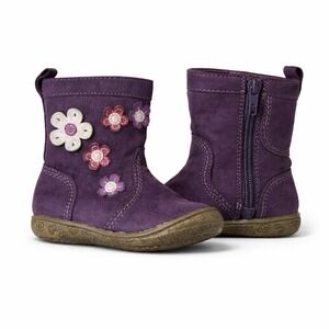 NORDSTROM RACK Toddler 5D Purple Faux Suede Boots Flower Applique Side Zip